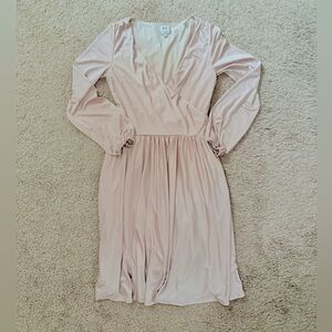 GUC Halston Heritage Long Sleeve Champagne Wrap Dress